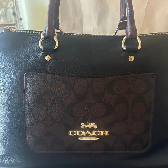 Coach Emma Satchel F34280 Colorblock Signature + Snake Handles Crossbody - Picture 3 of 13